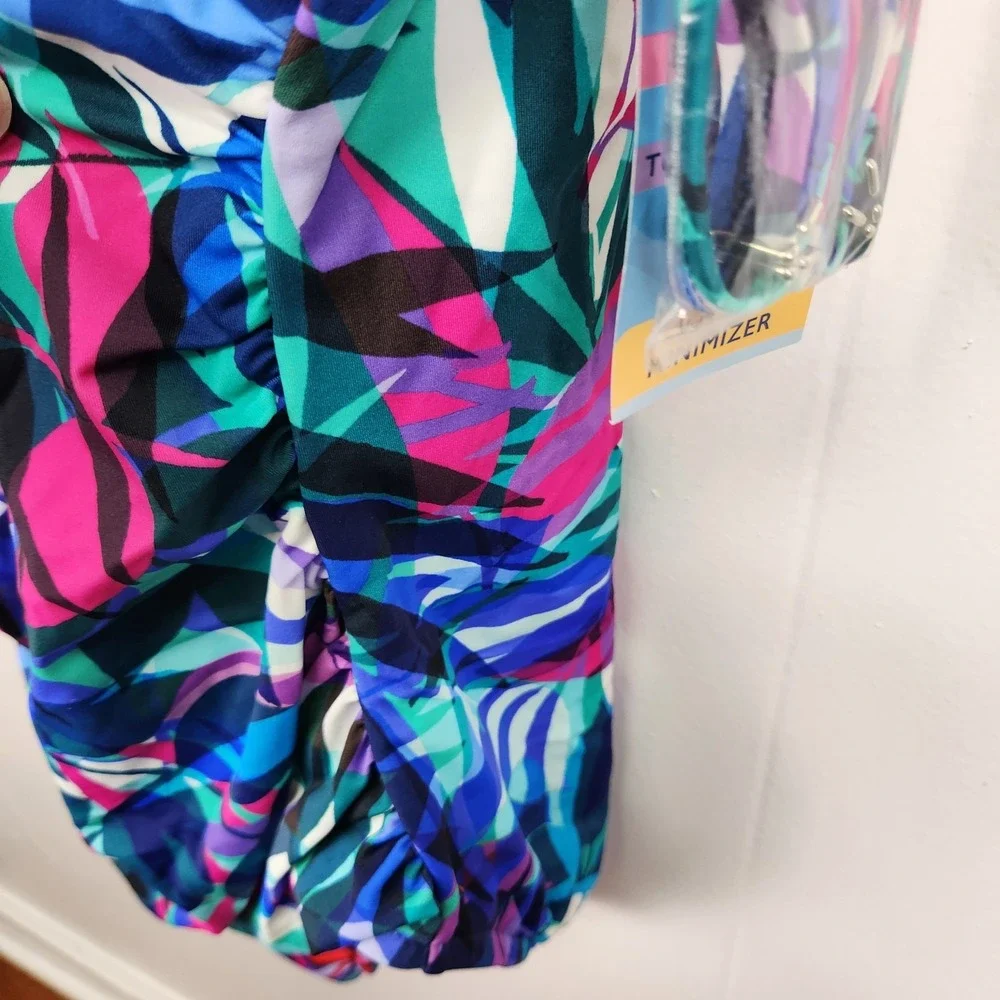 Swim Solutions Off The Shoulder Tummy‎ Control One Piece Swimsuit 18 ymy2823 - Picture 3 of 9